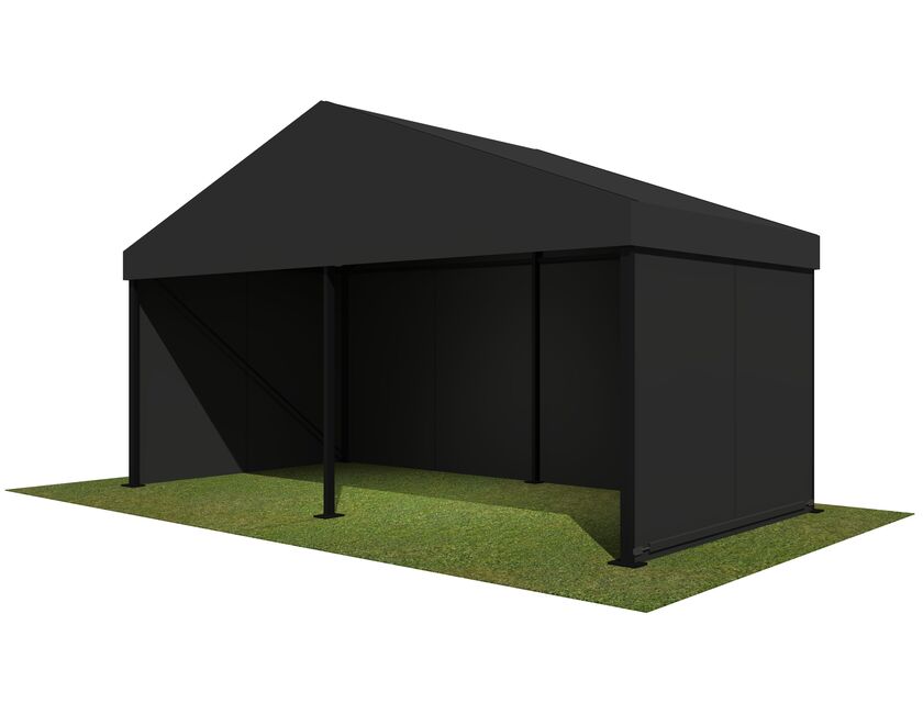 6m Black Roof, Black Frame Pavilion - 6m x 3m