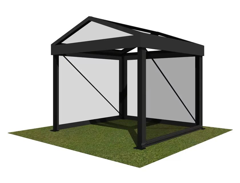 3m Clear Roof, Black Frame Pavilion - 3x3m Clear Roof, Black Frame Pavilion
