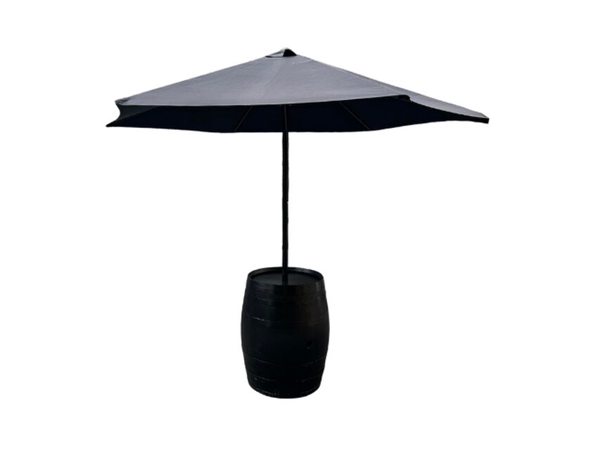 Black Wine Barrel with Umbrella