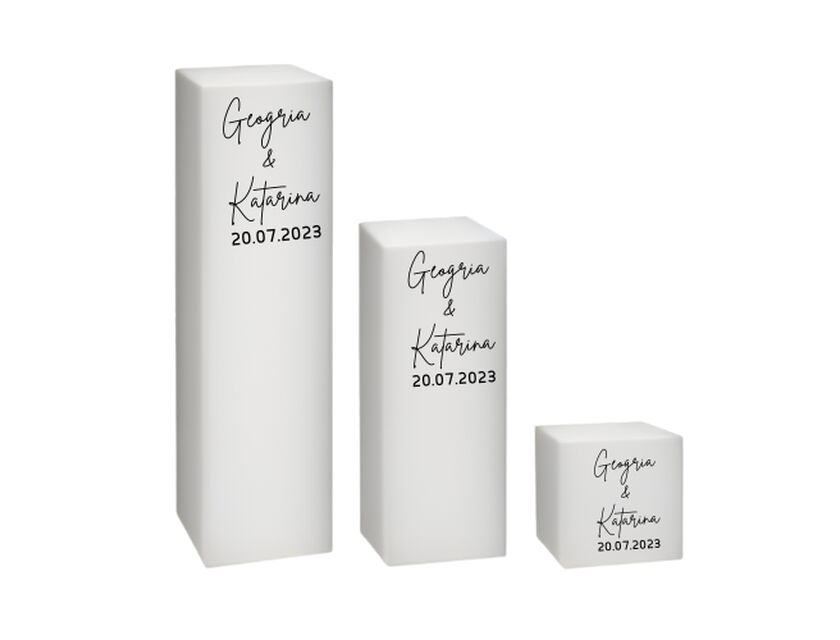 Personalised Plinths - White - White Square - 30cm