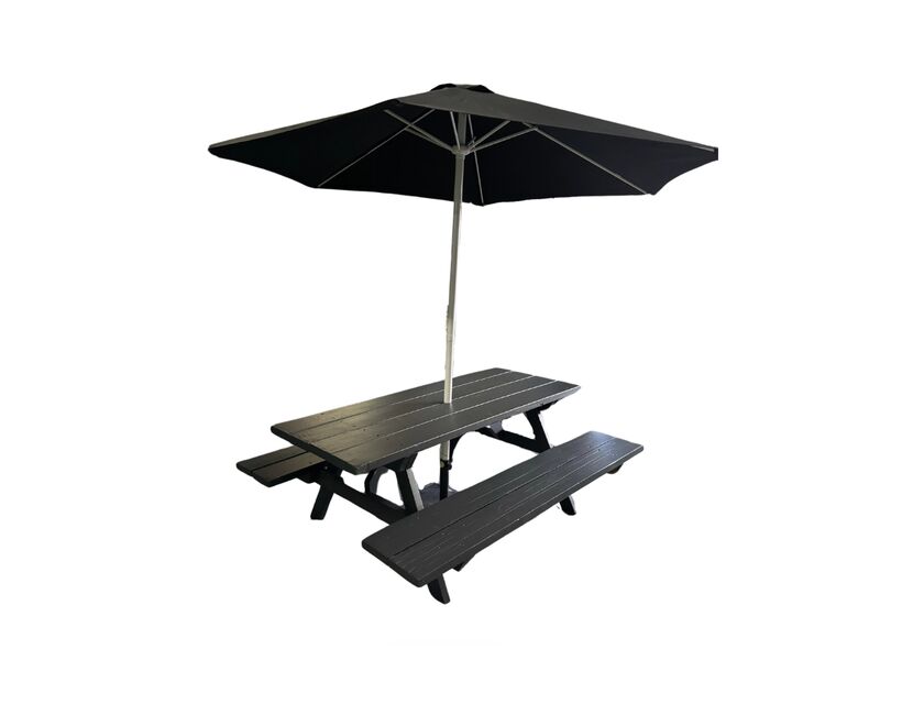 Picnic Pallet Table with Umbrella - Black