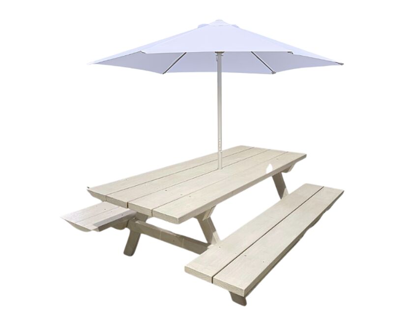 Picnic Table with Umbrella - White