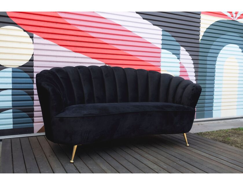 Marianna 3 Seater Velvet Sofa - Black